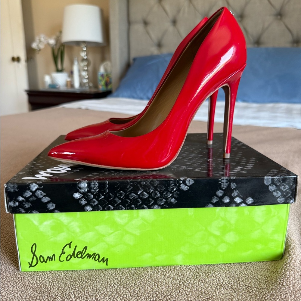 Elegant Sam Edelman Red Patent Leather Heels